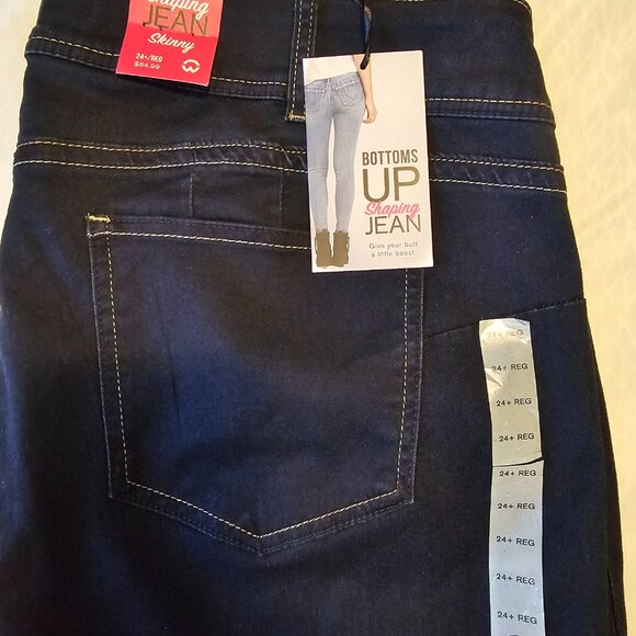 WAREHOUSE ONE Jeans bottoms up skinny shaping jeans Size 24+ Reg Dark Denim NWT - Picture 11 of 13